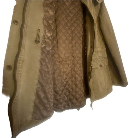 😊Guess Army Style Utility Jacket Cotton Chore Coat Zip Snap Hood Pockets Size M - Picture 12 of 16